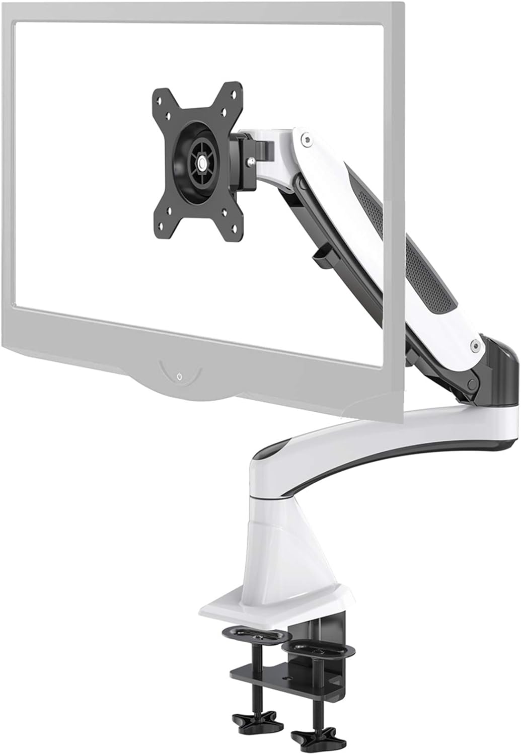 Monitorarm – Monitorbeugel – Monitorhouder – Schermarm – Tafelbeugel – Wit – Gasdrukveer – VESA 75x75 En 100x100