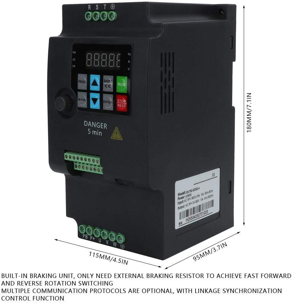 Garosa Frequentieomvormer Universele VFD-omvormer Frequentieomvormer 5,5 kW 380 V 3 PS voor de snelheidsregeling van de spilmotor SKI780-5D5G-4,Omvormer