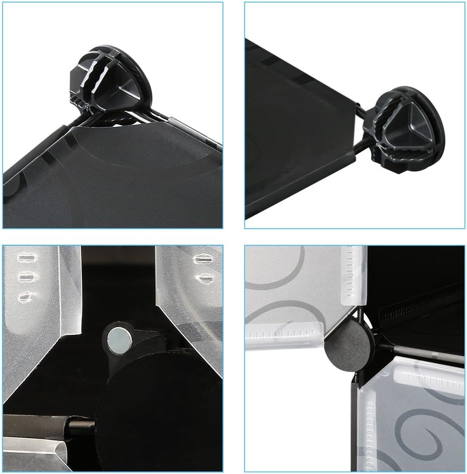 Mondeer Draagbare kledingkast, opbergrek, modulaire opbergkubus van kunststof van stabiel metaal, eenvoudige montage voor kleding, accessoires, speelgoed (zwart, 20 kubussen)