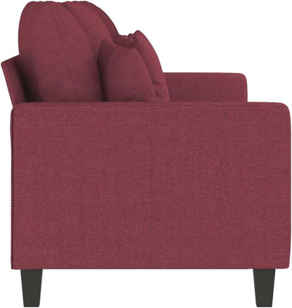 Gecheer 3 Seater Sofa Lounge Sofa with Armrests, Club Bench, Guest Bed, Sofa Bed, Living Room Bed, Sofa Bed, 198 x 77 x 80 cm (W x D x H), Metal Frame, Three Seater, Wine Red - QUORE