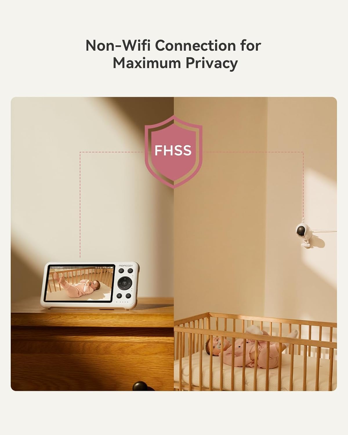 momcozy BM04 Babyfooncamera, afzonderlijk te gebruiken via app en als extra camera uitbreidbaar, wifi-camera met 1080p, audio, wandhouder, compatibel met BM04-scherm, eenvoudig koppelen