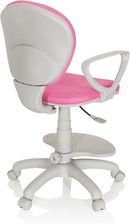 hjh OFFICE 671012 kinderdraaistoel Kid Colour G1 stof roze/grijs bureaustoel kinderen, voetsteun en zitting in hoogte verstelbaar