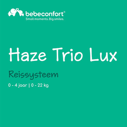 Bebeconfort Haze Trio Lux, 3 in 1 Kinderwagen Set Met Autostoeltje (i-Size), 0-4 jaar (max. 22 kg), 2-in-1-Zitting, Vlakke Ligstand, Compact Inklapbaar, Lichtgewicht Combi Wandelwagen, Tinted Grey