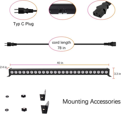 RGB LED Wall Wash Party Lights – LED Bar – Disco Verlichting – DJ Lamp – RGB Lichtbalk – 24 x 3W RGB LEDs – DMX & Afstandsbediening – Geluidsgestuurd Stroboscoop Effect