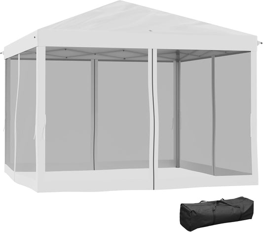 Inklapbaar Paviljoen – Vouwtent – Biertent – Feesttent – Gazebo – Waterafstotend Dak – UV-Bescherming – Stevig Stalen Frame – 3x3 Meter – Crèmewit