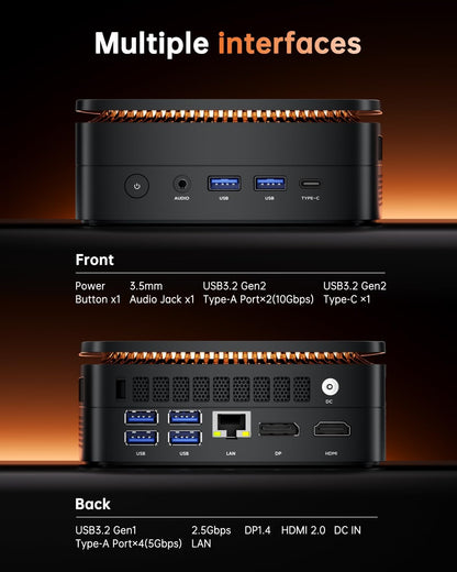NiPoGi Hyper H1 Mini PC W-11 PRO AΜD Ryzen 7 7735HS (max. 4,75 GHz, 8C/16T) 16GB LPDDR5 5500MHz / 512GB M.2 NVMe SSD, Desktop-PC voor Kantoor en Gaming, 4K Drievoudig Scherm/WiFi 6 / BT5.2 / VESA