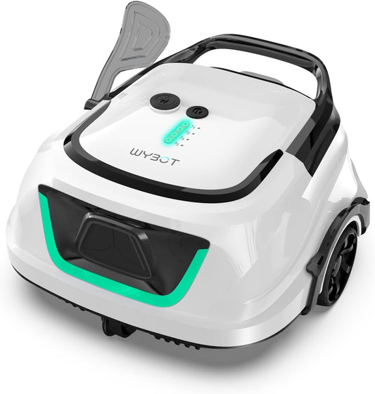 WYBOT A1 zwembadrobot (2025 upgrade), looptijd tot 120 minuten, draadloos met dubbel filter en zwembadrobot-accu, zwembadrobot voor opbouwzwembad tot 100 m² (parelwit groen)