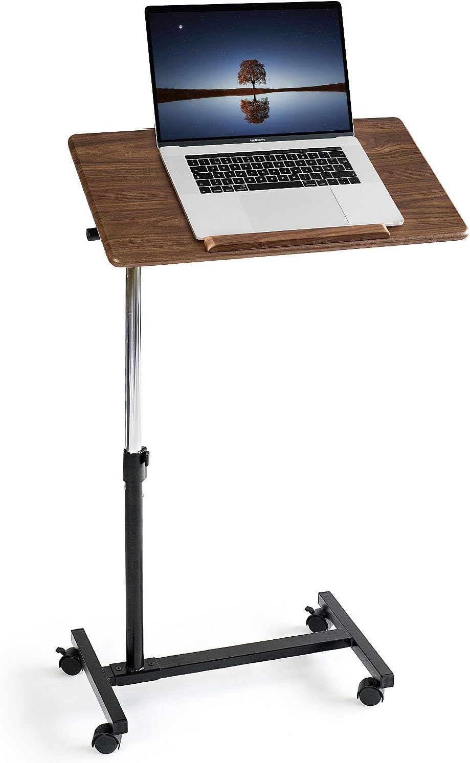 Tatkraft Gain Home Office Mobile Rolling Laptop Desk, Healthcare Overbed Bedside Table with Wheels, Suitable for 7-17" Laptops, Adjustable Height of 71-96cm, Tabletop 360° Rotatable and 160° Tilt - QUORE