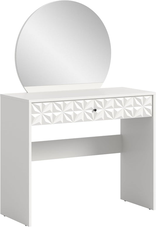 xonox.home Make-uptafel Prisma X76A9T69 kaptafel met spiegel in wit melamine, ca. 90x133x39 cm