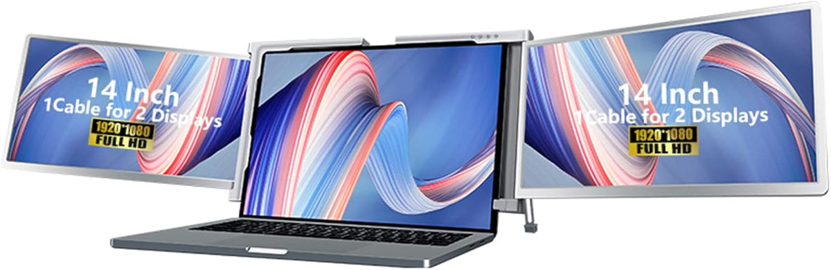 Dual Extender Screen, Laptop Screen Extender, Triple Display Laptop Monitor Extender, with Retractable Stand for 15-17 Inch Laptops(S400) - QUORE