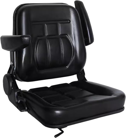 Universele waterdichte tractorstoel, 30-180 graden verstelbare sleepstoel, bestuurdersstoel met armleuning, zwart PU-leer, vorkheftruck voor de meeste mechanische stoelen (armleuningen)