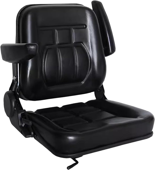 Universele waterdichte tractorstoel, 30-180 graden verstelbare sleepstoel, bestuurdersstoel met armleuning, zwart PU-leer, vorkheftruck voor de meeste mechanische stoelen (armleuningen)