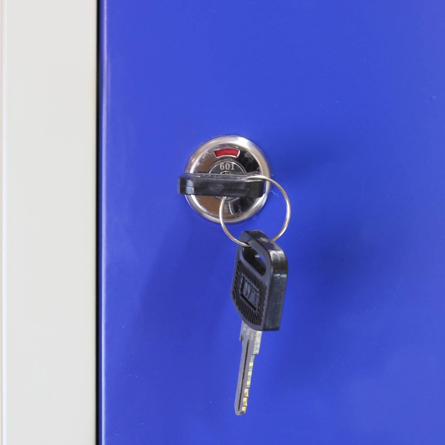 Monster Shop 3 x Blue 2 Door Metal Storage Lockers, Red & Grey Steel Lockable Unit, Staff Gym School Locker Room - QUORE