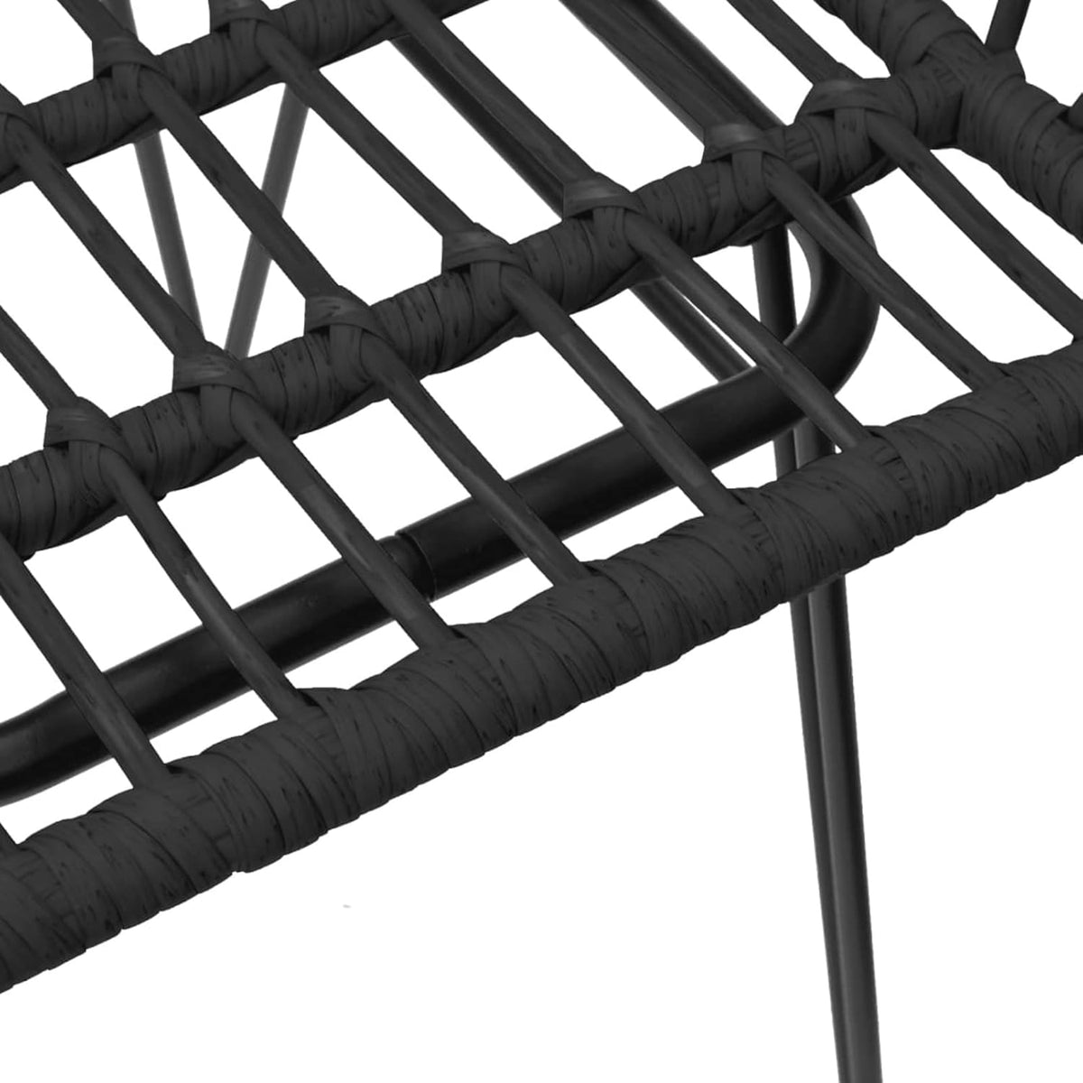 Stoel met armleuningen, stapelbare tuinfauteuil, tuinstoelen 2 stuks met armleuningen, zwart, 56 x 64 x 80 cm, PE rotan - QUORE