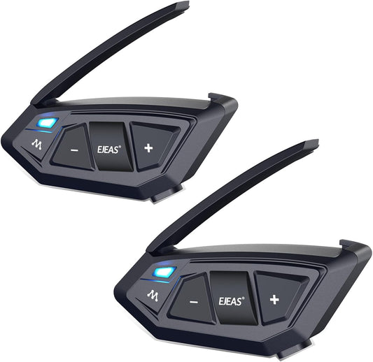 EJEAS MS20 Mesh 3.0 Group Intercom Communication System Motorcycle Helmet Bluetooth 5.1 Headset with CVC Noise Cancelling for 20 People Speaking Full Duplex at the same time (2 Pack)