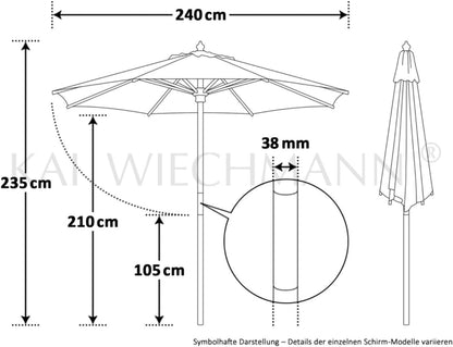 Kai Wiechmann Parasol 240 cm groen kantelbaar winduitlaat UV-bescherming 50, groen, 240 cm