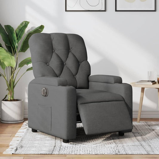 Elektrische Relaxstoel – Relaxfauteuil – Verstelbare Stoel – TV Stoel – Fauteuil Donkergrijs – Elektrisch Verstelbare Rugleuning – Ademend Stoffen Bekleding