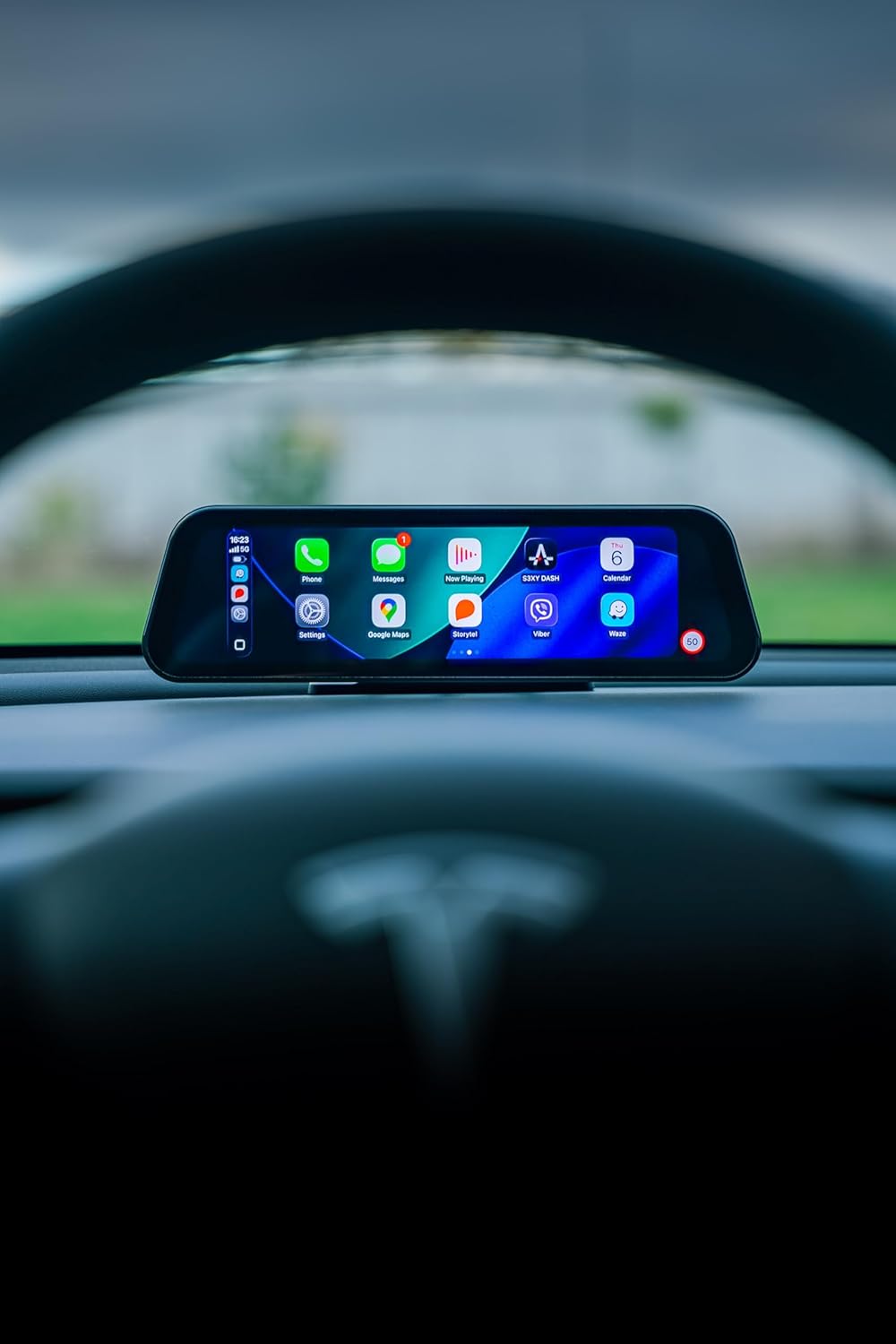 S3XY Dash voor Tesla (Head-up-display, CarPlay, Android Auto) (inclusief Commandant, Model Y Juniper)
