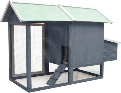 Kippenhok – Kippenkooi – Pluimveeverblijf – Kippenren – Konijnenhok – Stevig Houten Frame – Uitschuifbare Lade – Ventilatiegaas – Waterbestendig Dak – 170x81x110 cm