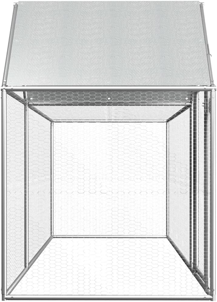 Outdoor Chicken Coop with Roof, Small Animal Chicken Coop, Outdoor Fence, Galvanized Steel, 3 x 1 x 1.5 m - QUORE