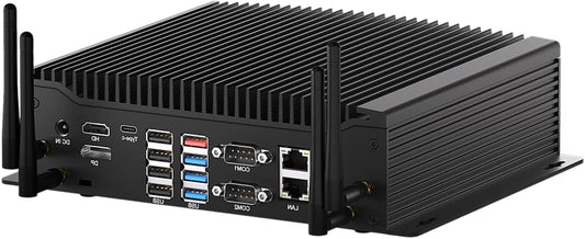 WEIDIAN Industrial PC, Fanless Mini PC Win 11 Pro Core i7-10510U 8GB RAM 256GB SSD, 6 x COM RS232/422/485, GPIO, 4K 3xDisplay(HD+DP+Type-C), 2Lan, 8USB, WiFi&BT Auto Power On - QUORE