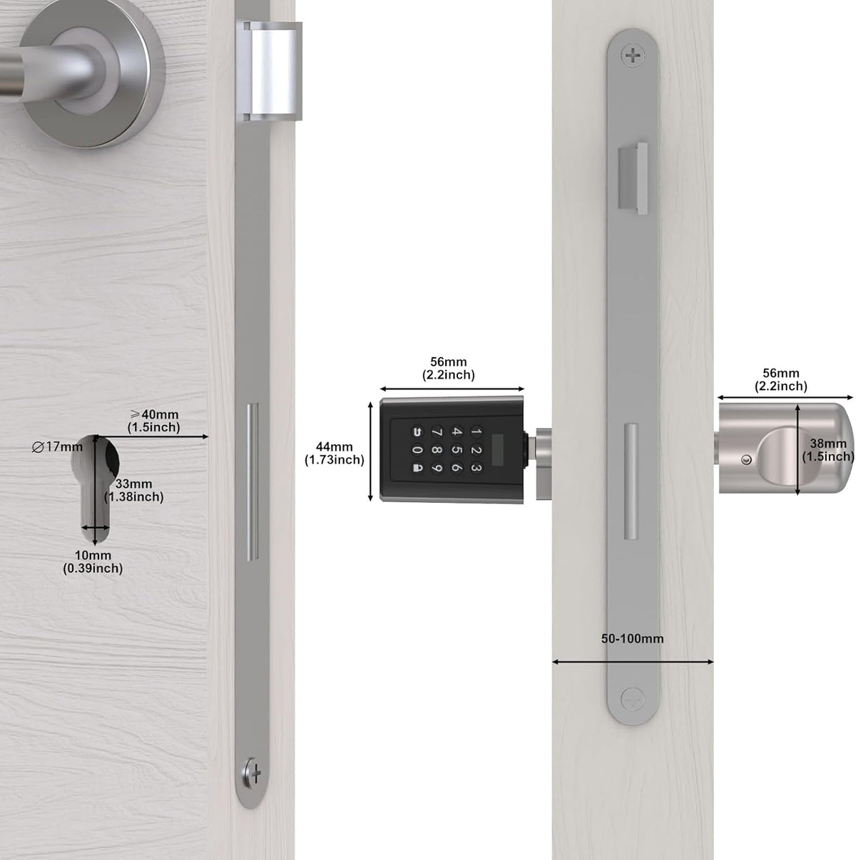 WELOCK Keyless Entry Deurslot, Elektronisch Combinatieslot,APP Besturing,Bluetooth Code-slot, Verstelbaar Deurslot IP65,geschikt voor deurdikte 50-100 mm, voor Appartementen, Kantoren, Hotels