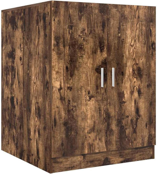 Wasmachinekast – Badkamerkast – Opbergkast – Kast – Waskast – Gerookt Eiken – Stevig Bemaakt Hout – Compact 71x71,5x91,5 cm