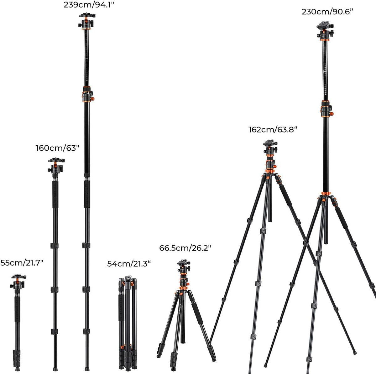 Camerastatief – Fotostatief – Tripod – Driepootstatief – 230 Cm Maximaal – Afneembare Monopod