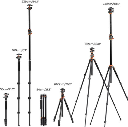 Camerastatief – Fotostatief – Tripod – Driepootstatief – 230 Cm Maximaal – Afneembare Monopod