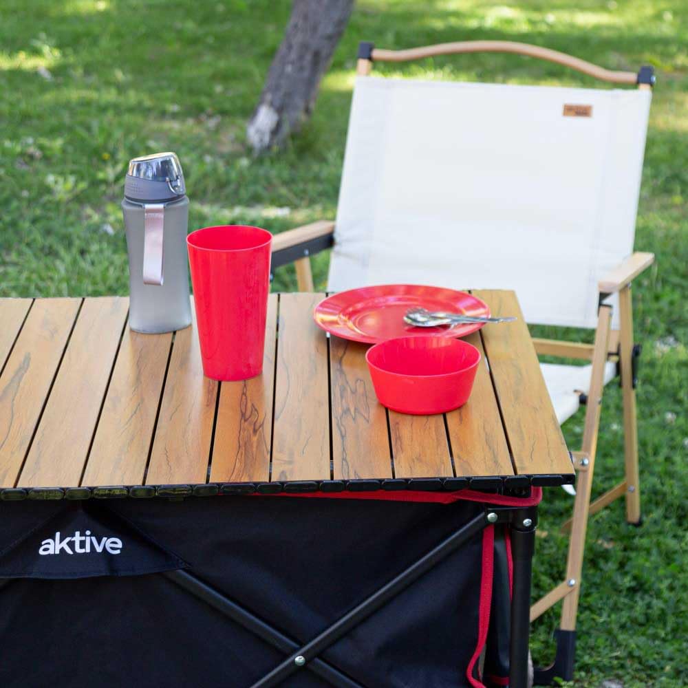 AKTIVE Strandtafelwagen, voor het transporteren van strand-, tuin- of campingaccessoires, zwart, 100 kg, stabiele 360° zwenkwielen met rem, meerhoekgreep, tas, afdekkingen, stoelframe (62373)