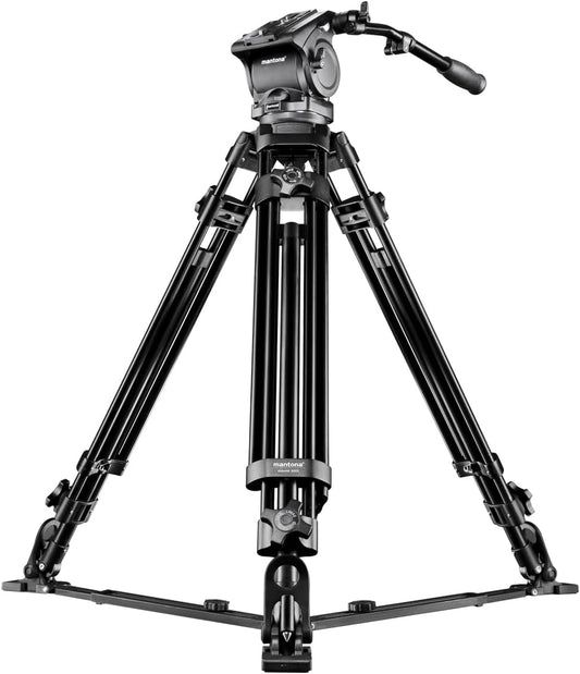 Videostatief voor DSLR en videocamera – Camerastatief – DSLR Statief – Filmstatief – Statief voor video – Vloeistofgedempte videokop – Max. Hoogte 170 Cm Met Bodemspreader