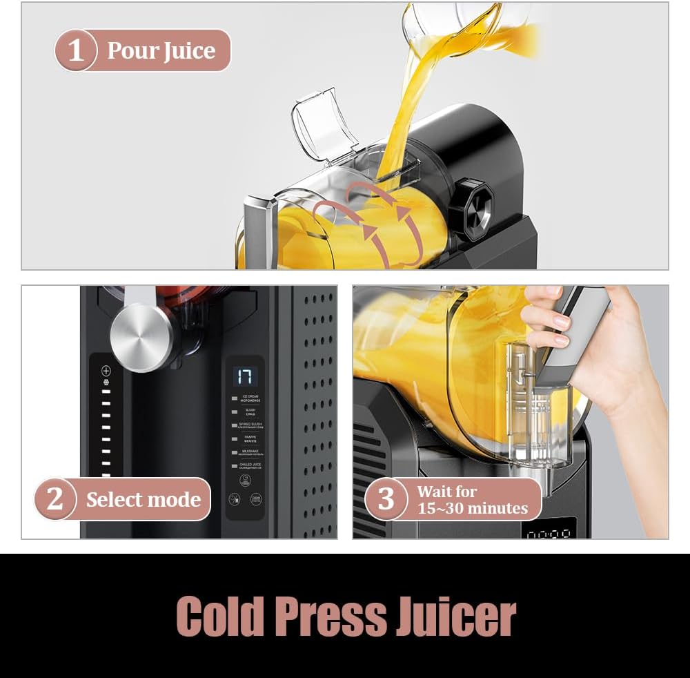 Slushy-machine, 1,6 l diepvriesdranken, slushys, cocktails, bevroren sappen, frappés en smoothies, 6 programma's, geen ijs of voorbereidingen