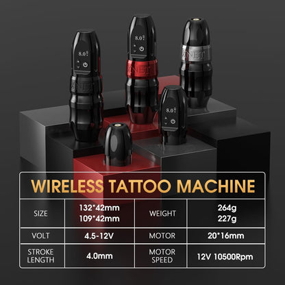 Titan - Tattoo Machine - Tattoo pen - Tattoo Set - Complete set voor beginners & gevorderden - Tattoo Machine Pen - 2400mah - 12V - Verstelbare slag 4mm - 10500Rpm - Zilver - QUORE