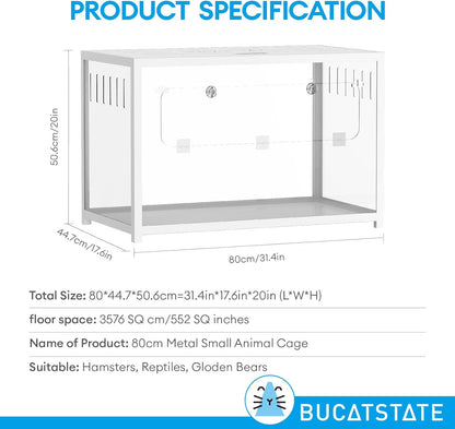 BUCATSTATE Hamsterkooi metaal 2.0 - kleine dierenhabitats groot stapelbaar met diep hol eenvoudig te installeren 80 x 44,7 x 50,6 cm voor dwerg Syrische hamster, cavia, gerbil, reptielen