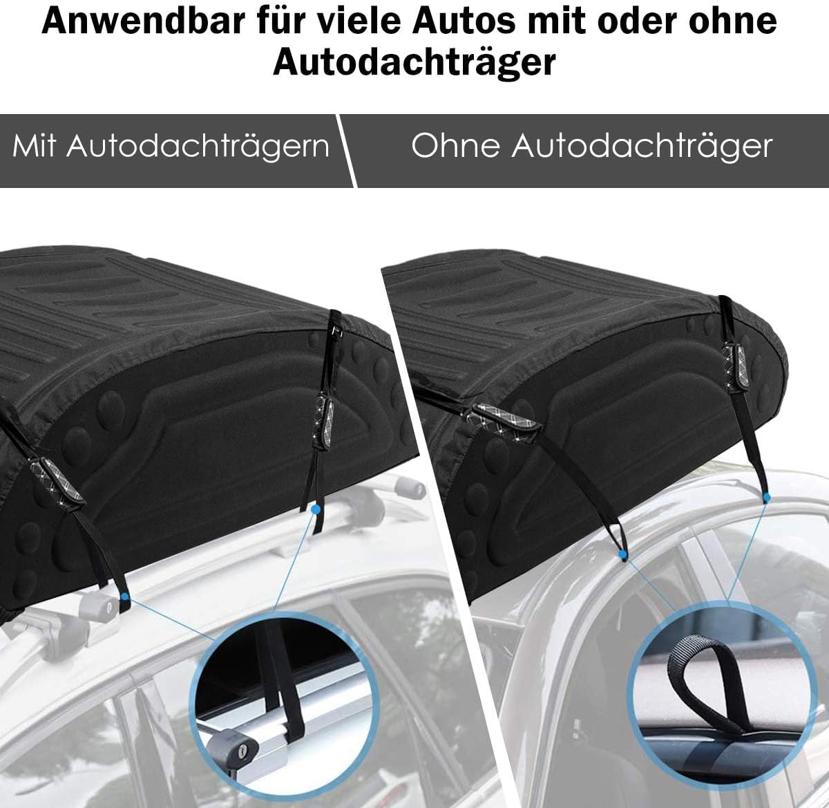 FANTASK Autodakkoffer, 400 liter, dakkoffer met transportbanden, daktas, bagagetas, bagagebox, zwart