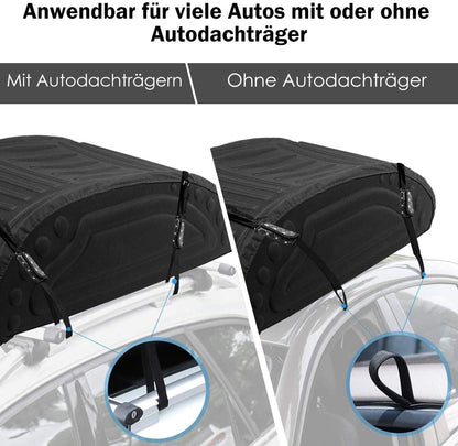 FANTASK Autodakkoffer, 400 liter, dakkoffer met transportbanden, daktas, bagagetas, bagagebox, zwart