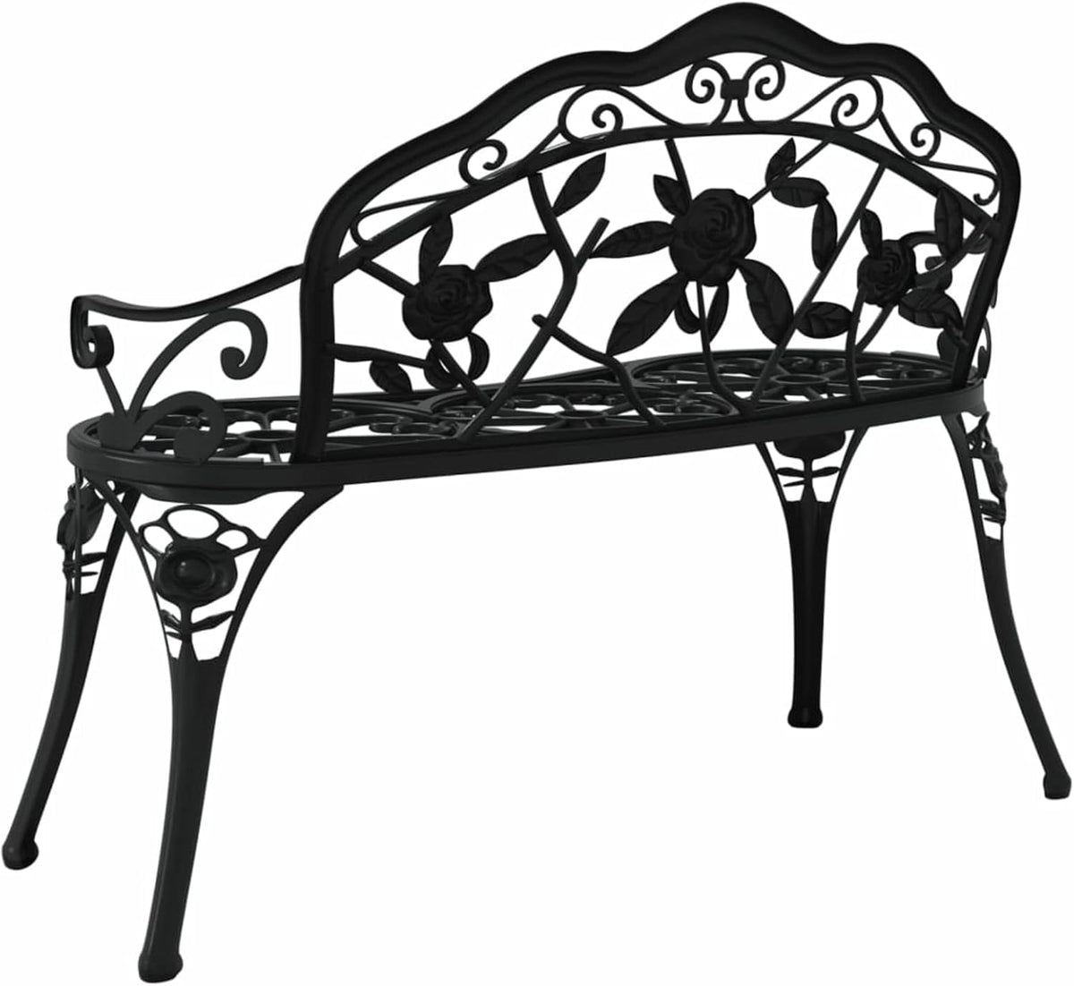 Garden Bench 100 cm Cast Aluminium Black Outdoor Bench Furniture - QUORE