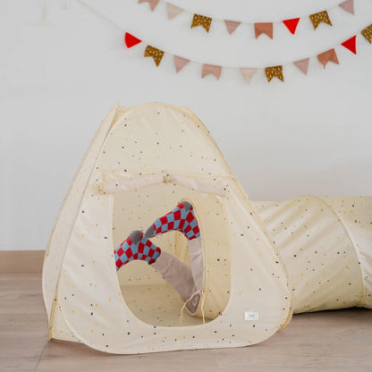 3 Sprouts Speeltent & tunnelset voor kinderen en peuters, 3-in-1 pop-up speeltent met kruiptunnel en avontuurlijk speelhuis, voor binnen en buiten, leuk voor kinderen, jongens en meisjes, Terrazzo