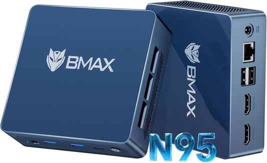 BMAX B4 Plus Mini PC with Intel Alder Lake N95 Processor (up to 3.4GHz), 12GB LPDDR5 RAM, 512GB SSD, Desktop Mirco Computer 4K Dual HDMI/WiFi 5/BT/LAN/WOL/Autostart/Expandable up to 2TB - QUORE