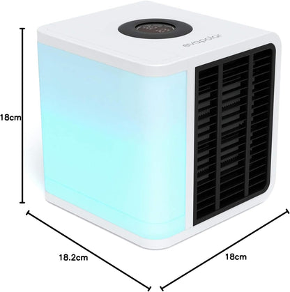 Draagbare luchtkoeler en luchtbevochtiger – Aircooler – Verdampingskoeler – Tafelventilator – Luchtverfrisser – Wit – 3-In-1 Koelen, Bevochtigen En Verfrissen – Stil En Compact
