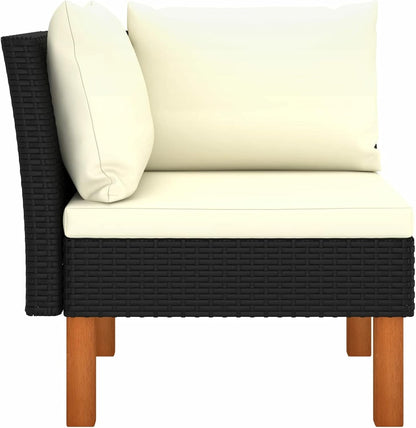 Corner Sofas, Pack of 2, Poly Rattan and Eucalyptus, Solid Wood, Small Sofa for Teenage Room, Sofa Bed, Permanent Sofa Bed, Living Room - QUORE
