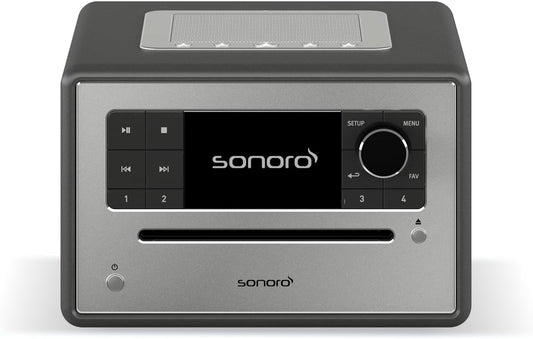 sonoro Elite internetradio met cd-speler (FM, DAB Plus, Podcasts, Spotify, Amazon Music, Deezer), mat grafiet