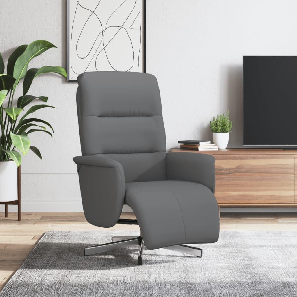 Verstelbare Fauteuil – Relaxstoel – Ligstoel – Lounge Chair – Draaifauteuil – Donkergrijs – Met Voetensteun – 360° Draaibaar – Stoffering 100% Polyester