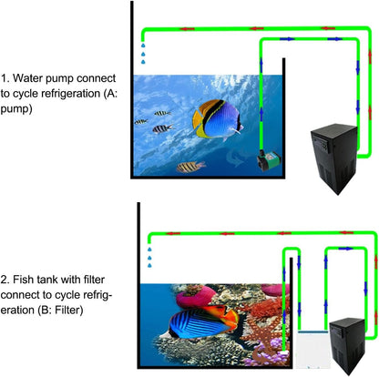 Aquarium waterkoeler – Aquariumkoeler – Waterchiller – Waterkoelsysteem – Koelmachine – 70W – Voor Zoetwater En Zoutwater – Voor Aquaria Tot 20 Liter