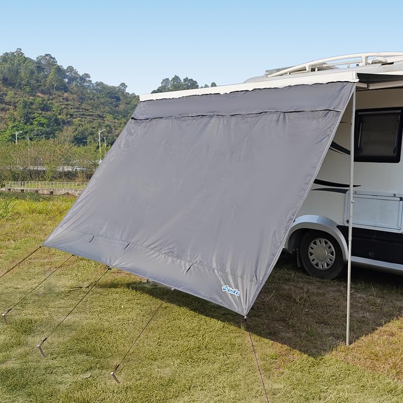 Awning Sun & Regen Blocker Front Wall & Side Walls voor Camper Van, Motorhome en Caravan Minivan-Bus Awning Wall Made Tweelaags Ontwerp (440 x 200cm)