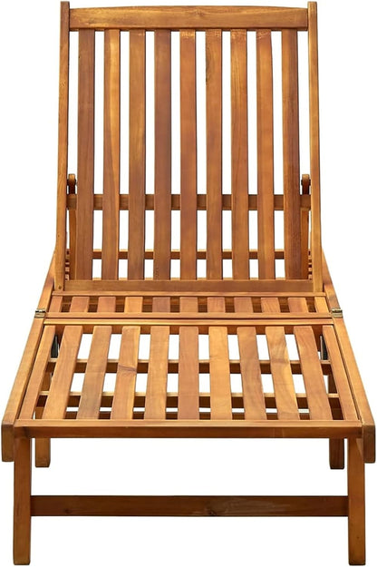 Gecheer Garden Sun Lounger with Solid Acacia Wood Cushion, Sun Loungers with Cushion, Outdoor Sun Lounger, Wooden Sun Lounger - QUORE