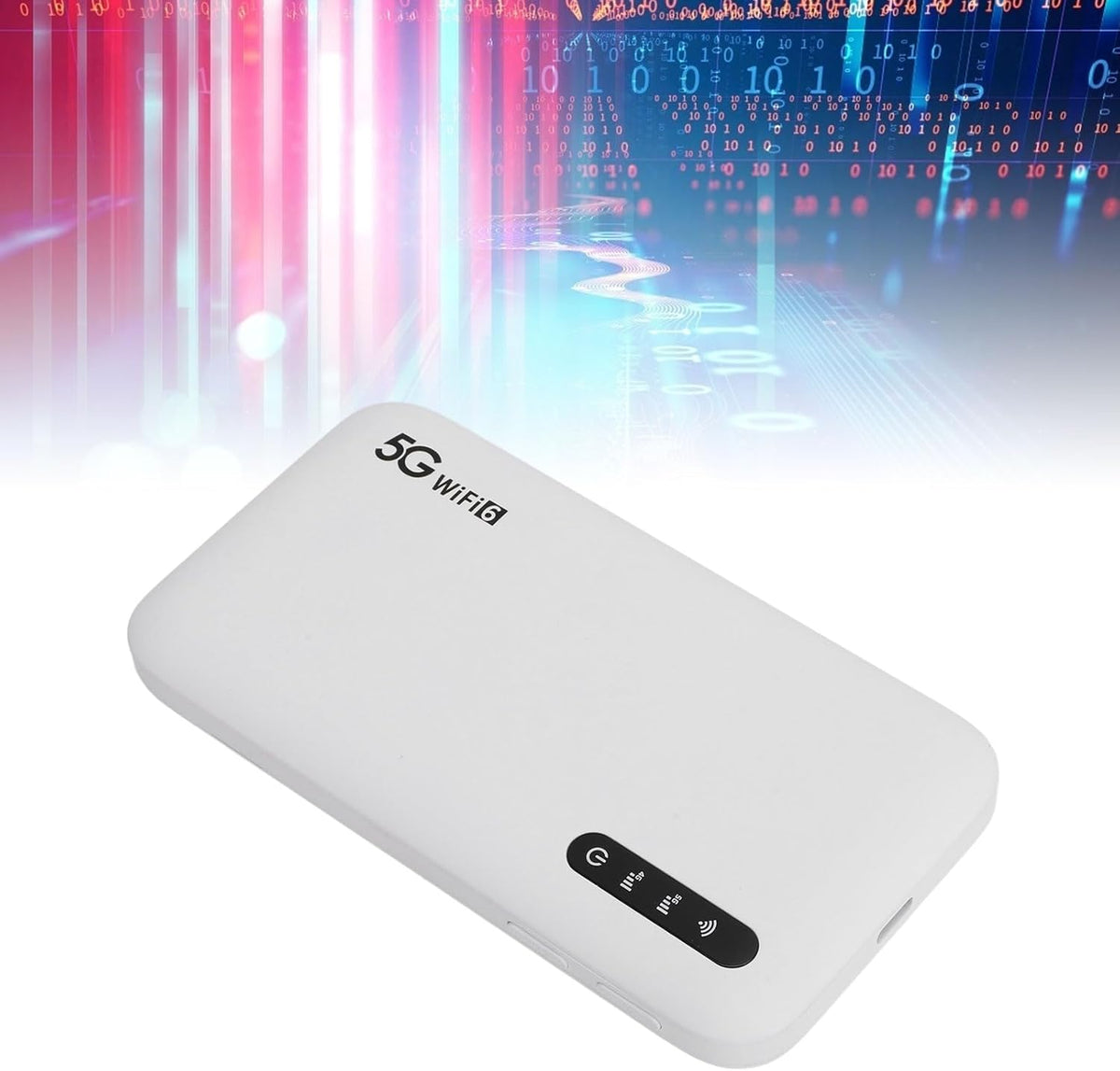 5G WiF 6 Mobiele Hotspot, Draagbare WiF-router met SIM-kaartsleuf, Draagbaar WiF-apparaat voor op Reis, 16 Aangesloten Apparaten, 5G Draadloze Modemrouter, 6100mAh Langdurige