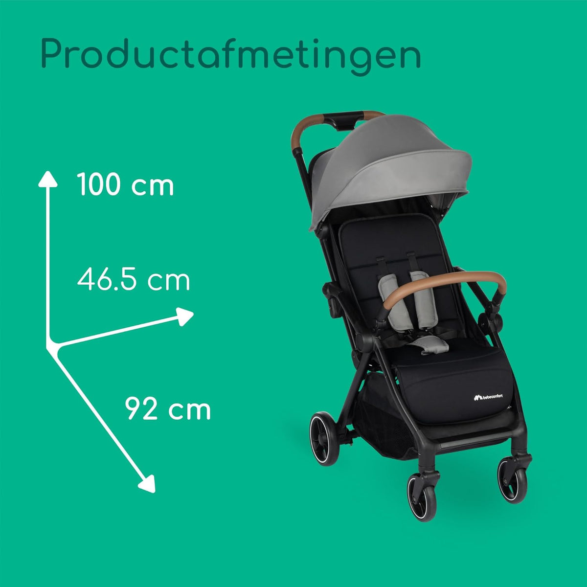 Bebeconfort Sunlite, Baby kinderwagen, 0-4 jr. (max. 22kg), lichtgewicht kinderwagen, vlakke ligstand, automatisch en compact inklapbaar, ligstand met één hand, grote opbergmand (5kg), Tinted Gray