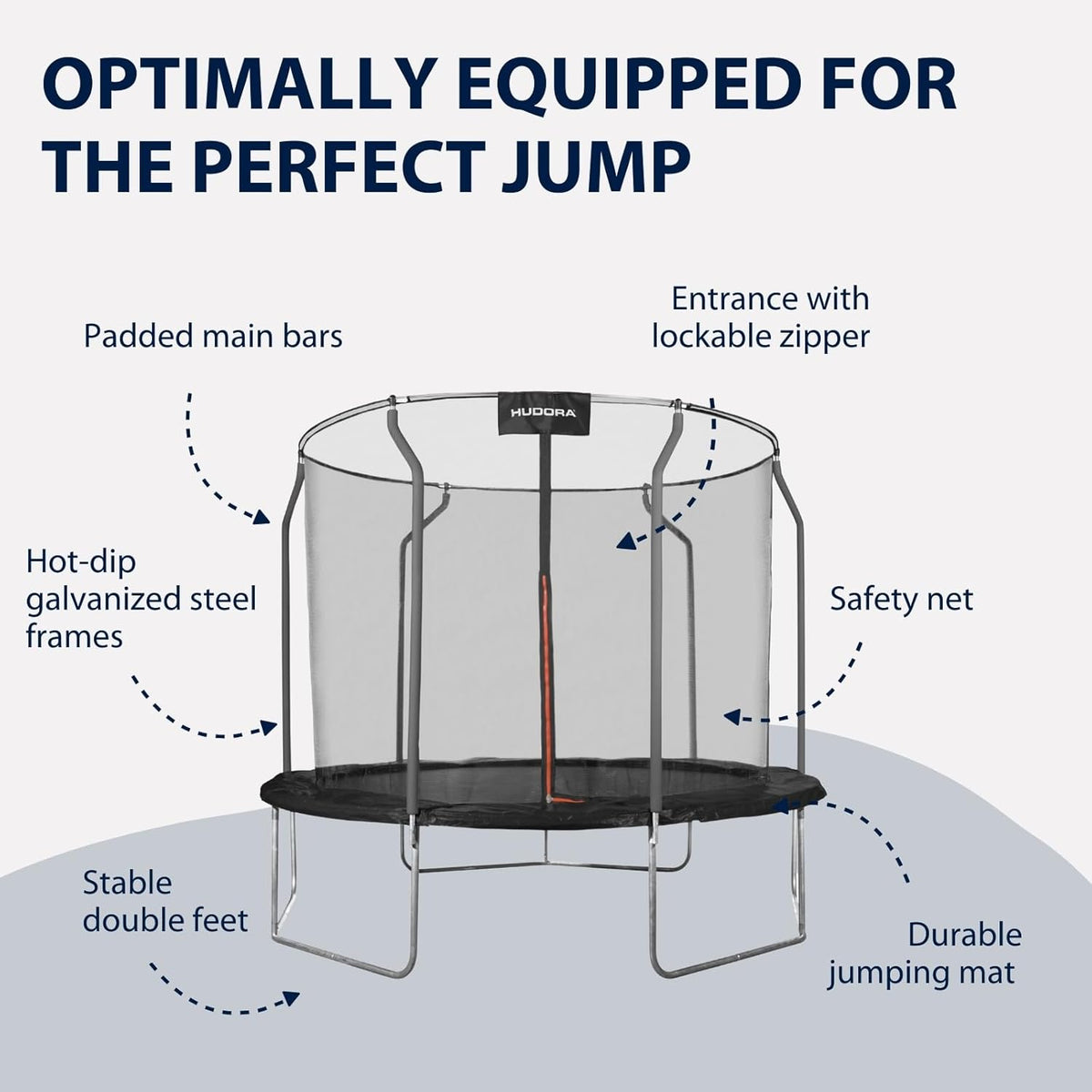 HUDORA First trampoline 300 V met veiligheidsnet, tuintrampoline outdoor, kinderen