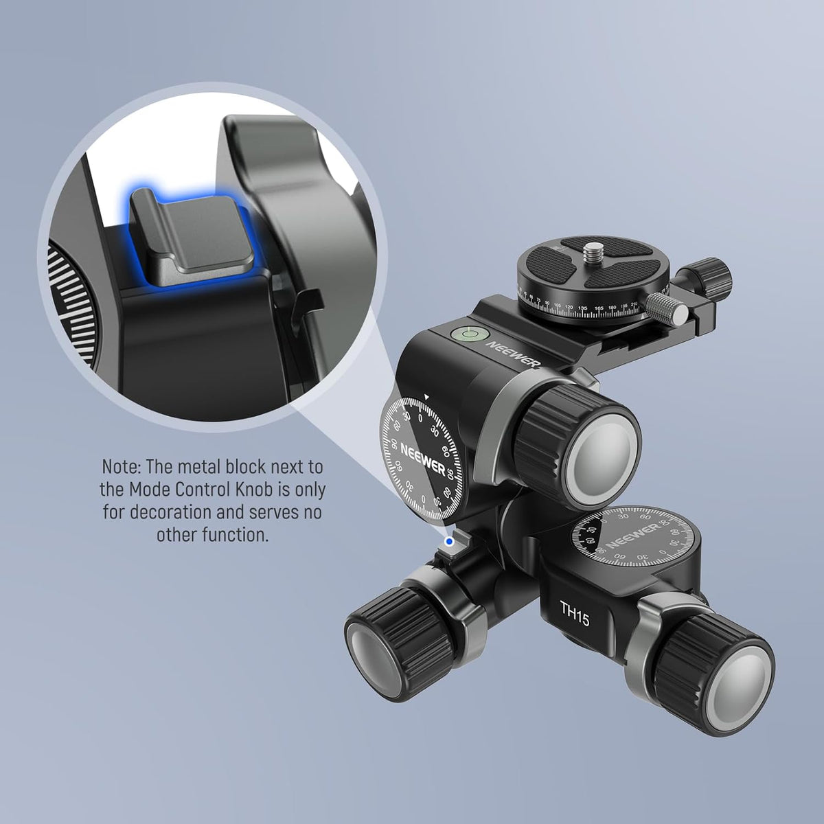 3-Asige Statiefkop – 3-Weg Statiefkop – Pan En Kantelkop – Tandwiel Statiefkop – Arca-Type Snelkoppelplaat – 360° Panoramische Rotatie – Aluminiumlegering, Tot 6 kg